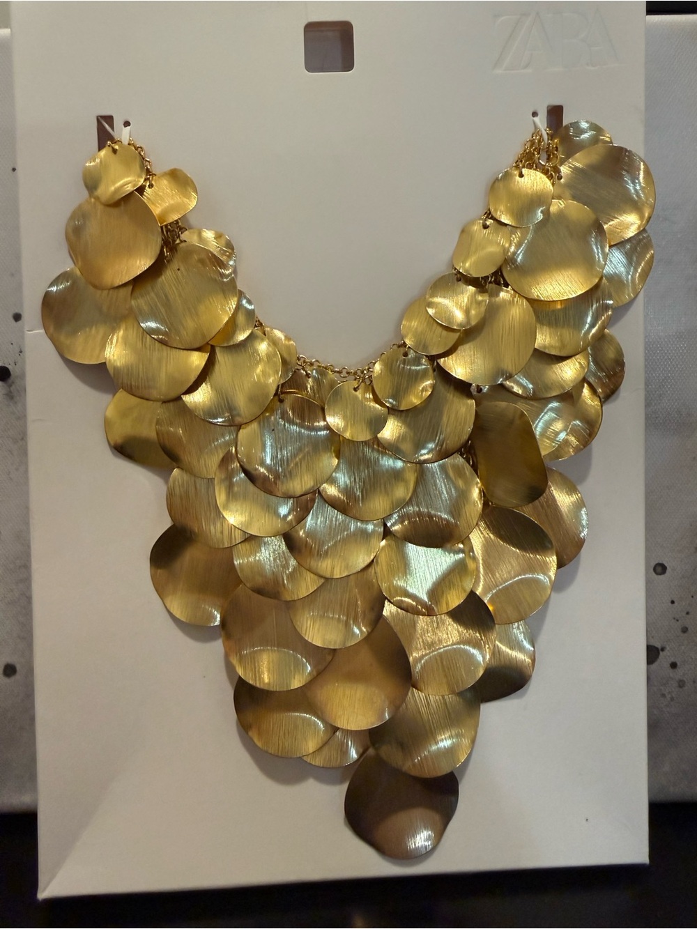 Zara Brushed Gold Layered Disc Bib Necklace
